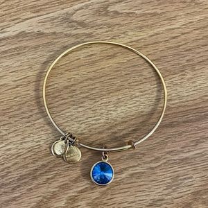 Alex and Ani Blue Sapphire Charm Gold Bangle